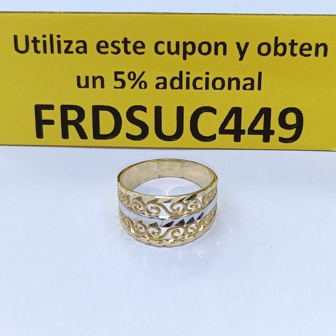 ANILLOS TIPO FILIGRANA COMBINADO 14K TALLA 7 2.8 GR (NUEVO)