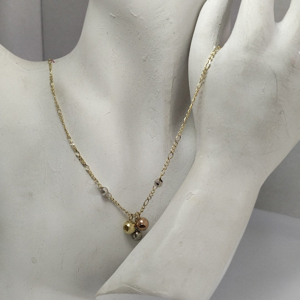 CADENA GARGANTILLA 3X1 CON ESFERAS COMBINADAS 14K 45 CM 3.1 GR (NUEVO)