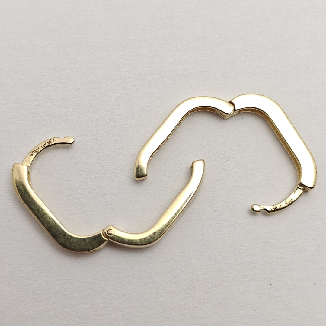 ARETES HUGGIES OVALADA C CIRCONIAS 14K 2.3 GR (NUEVO)