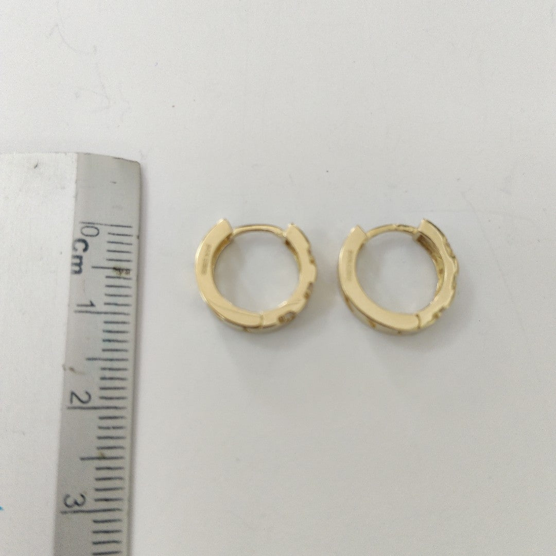 ARETES HUGGIES CON CIRCONIAS 14K 2.3 GR (NUEVO)