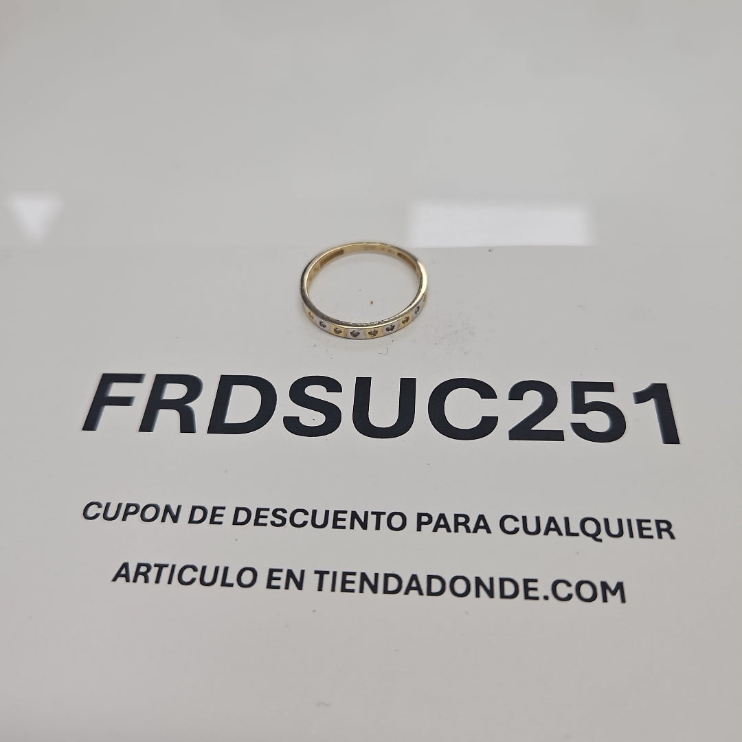 ANILLO ANILLITO C CIRCONIAS COMBINADO 14K 9 TALLA 2 GR (NUEVO)