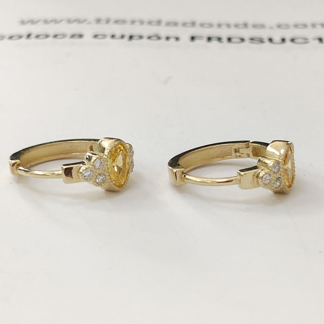 ARETES ARRACADAS CON CIRCONIAS Y PDRAS COL 14K 3.1 GR (NUEVO)