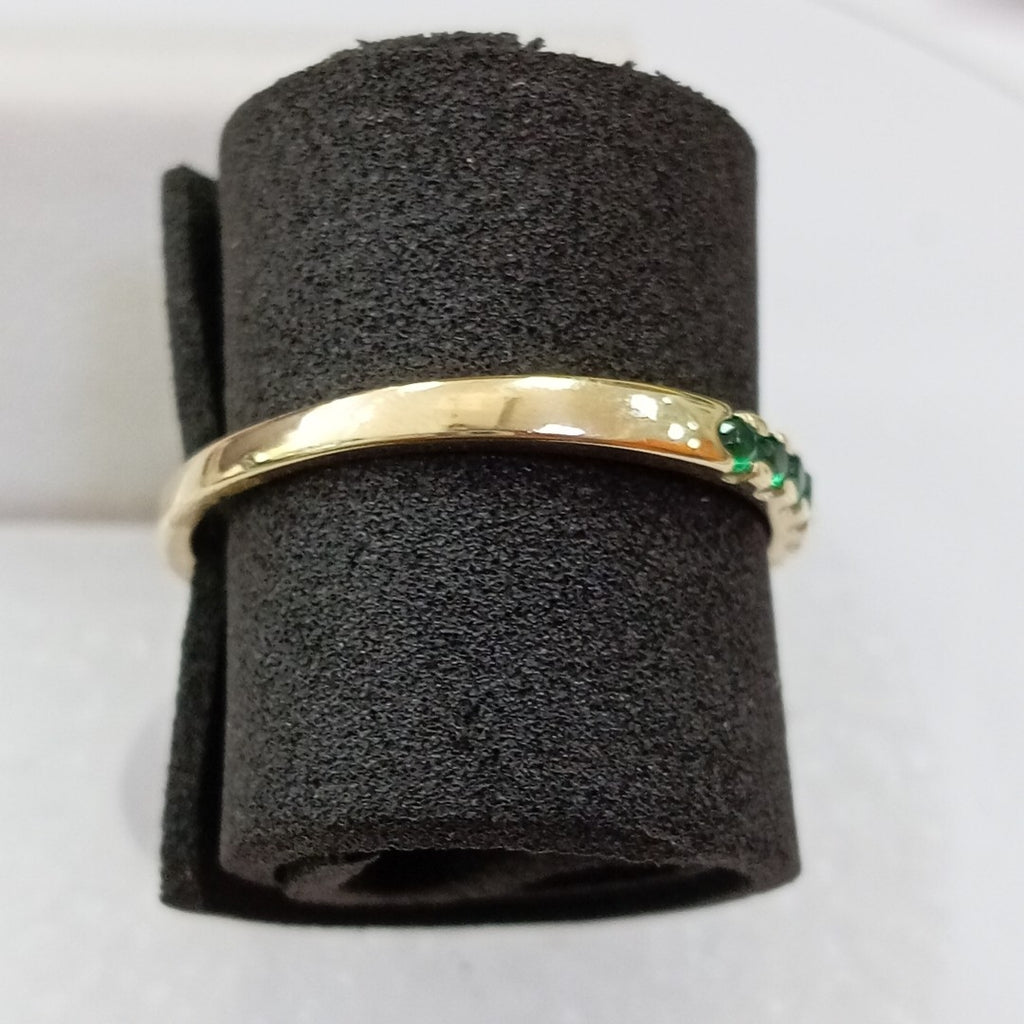 ANILLO ANILLITO MEDIA CHURUMBELA C PDRAS COLOR VERDE 14K 8 TALLA 1.6 GR (NUEVO)