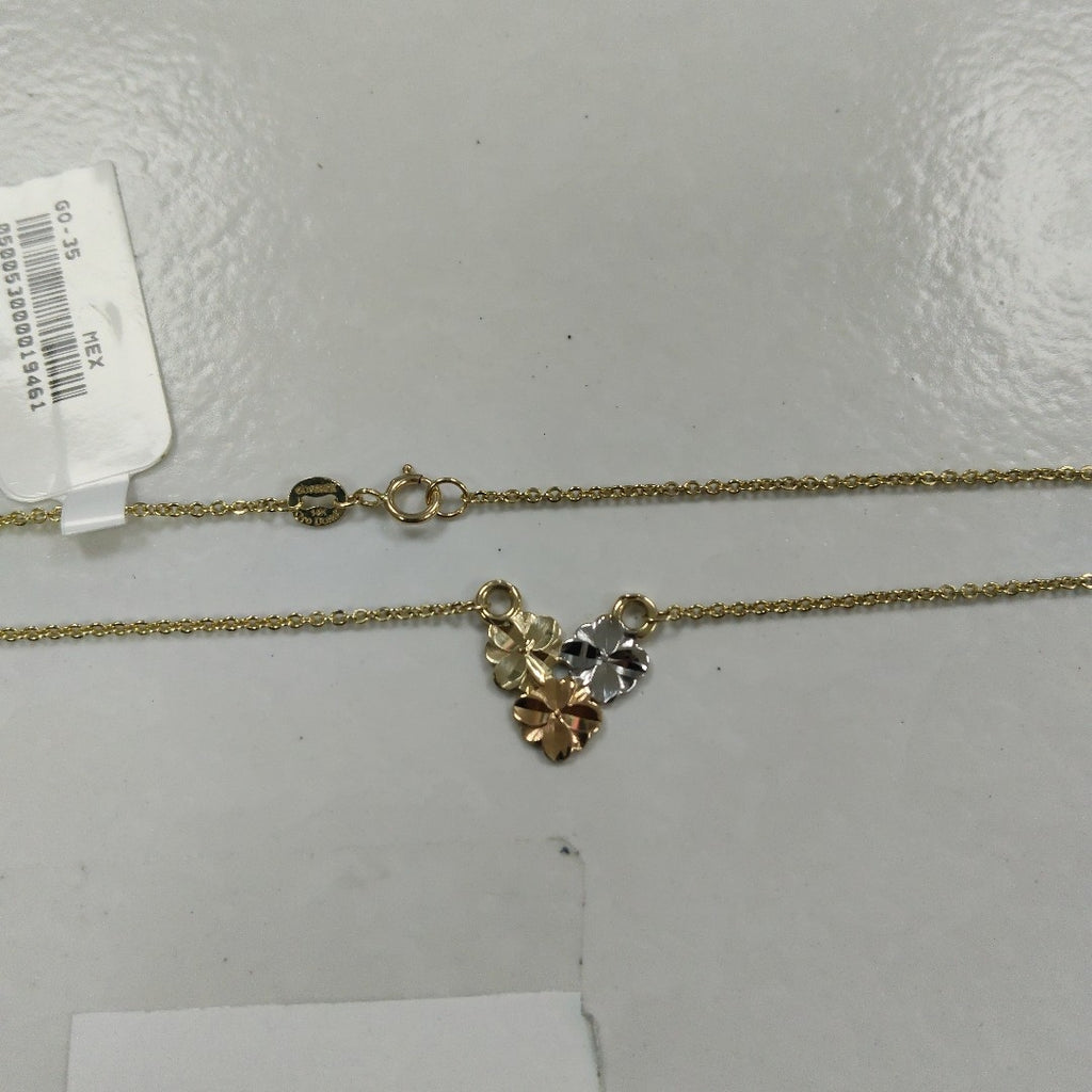 CADENA TEJIDO GARGANTILLA ESPECIAL C FLORES 14K 45 CM 2.9 GR (NUEVO)