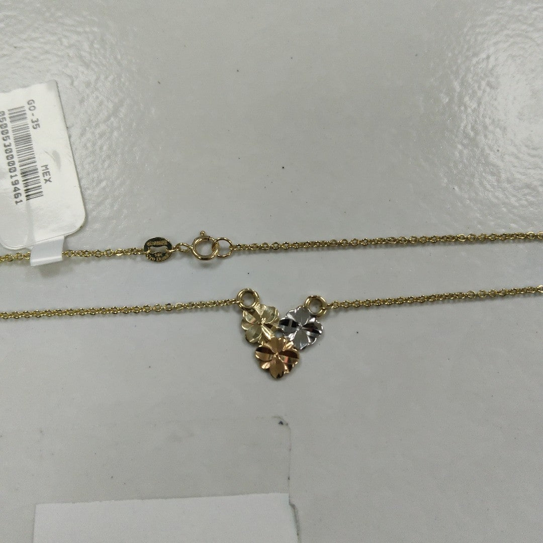CADENA TEJIDO GARGANTILLA ESPECIAL C FLORES 14K 45 CM 2.9 GR (NUEVO)