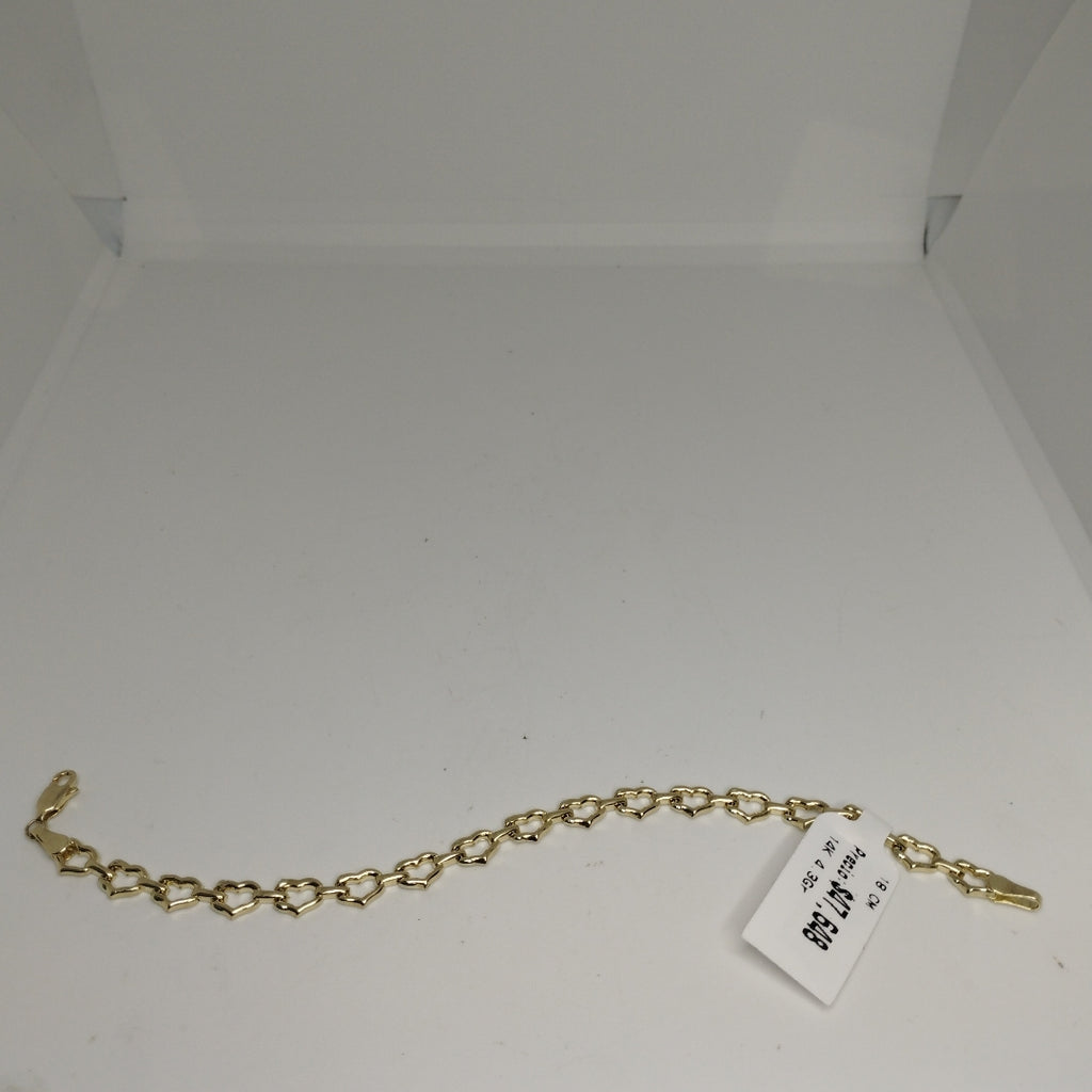 PULSERA ESPECIAL CON CORAZONES 14K 18 CM 4.3 GR (NUEVO)