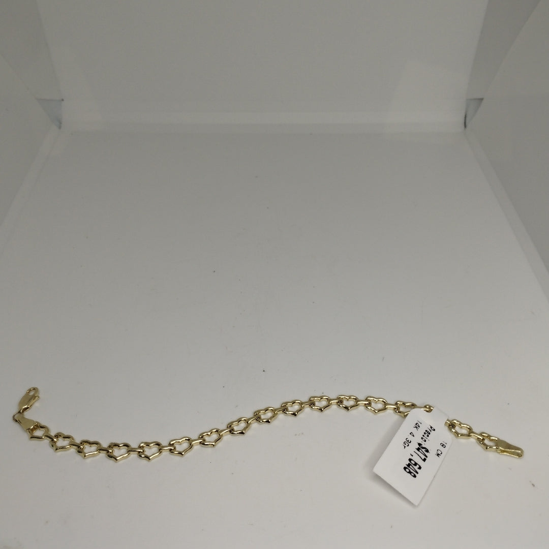 PULSERA ESPECIAL CON CORAZONES 14K 18 CM 4.3 GR (NUEVO)