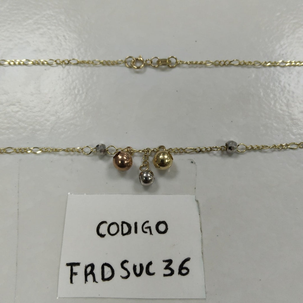 CADENA GARGANTILLA 3X1 CON ESFERAS COMBINADAS 14K 45 CM 3.1 GR (NUEVO)