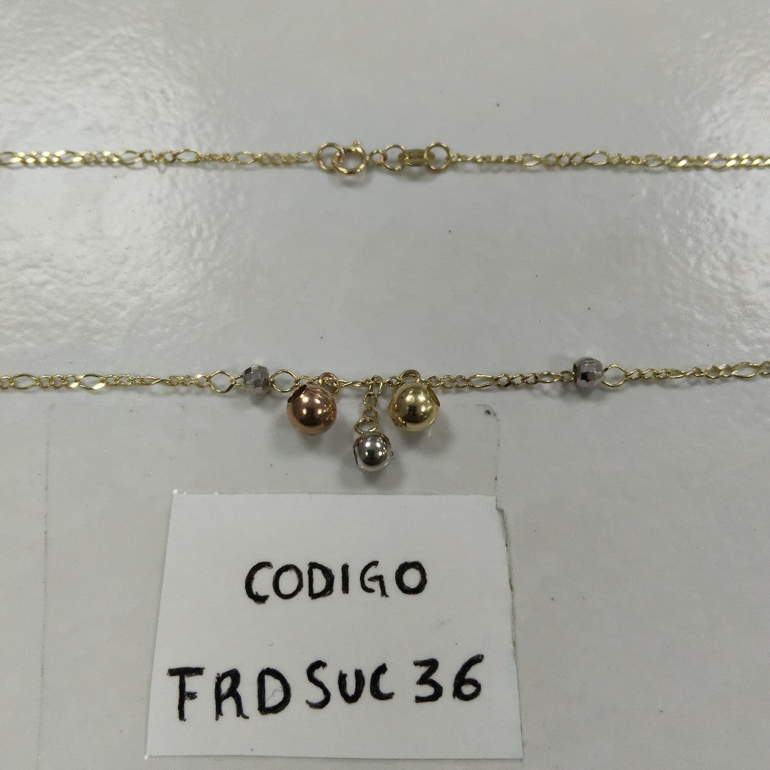 CADENA GARGANTILLA 3X1 CON ESFERAS COMBINADAS 14K 45 CM 3.1 GR (NUEVO)