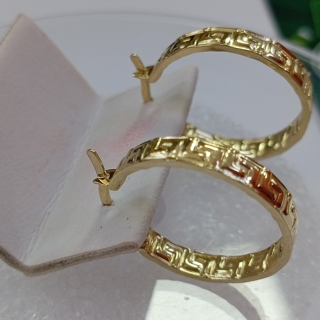 ARETES ARRACADA CON GRECAS 14K 2 GR (NUEVO)