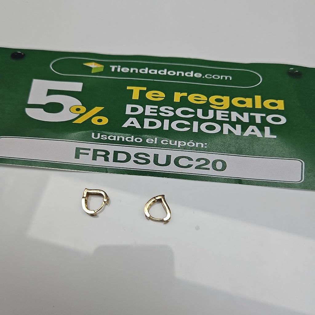 ARETES ARRACADAS CORAZON C CIRCONIAS 14K 2.2 GR (NUEVO)