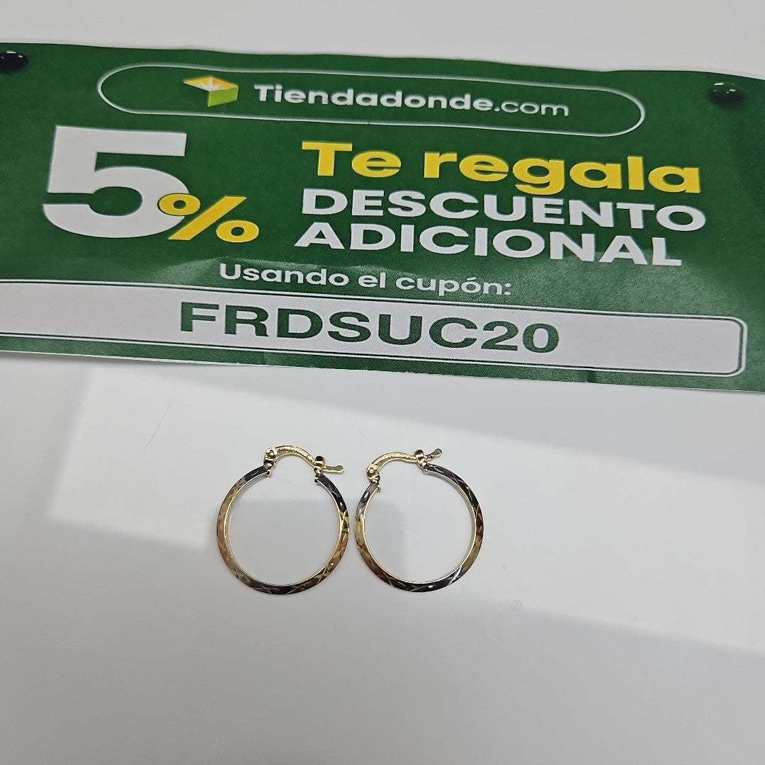 ARETES TEJIDO ARRACADAS BISELADAS COMBINADAS 14K 1.4 GR (NUEVO)