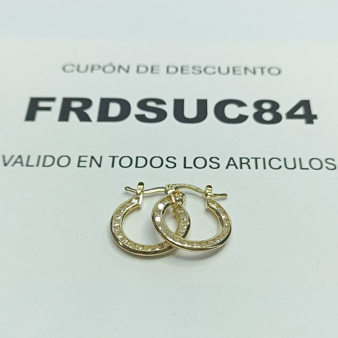 ARETES ARRACADAS CON CIRCONIAS 14K 2.3 GR (NUEVO)