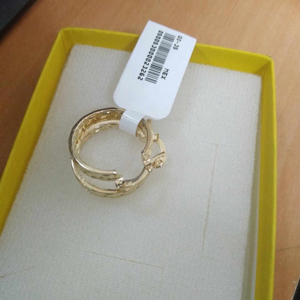 ARETES TEJIDO ARRACADAS TIPO GRECAS 14K 2.2 GR (NUEVO)