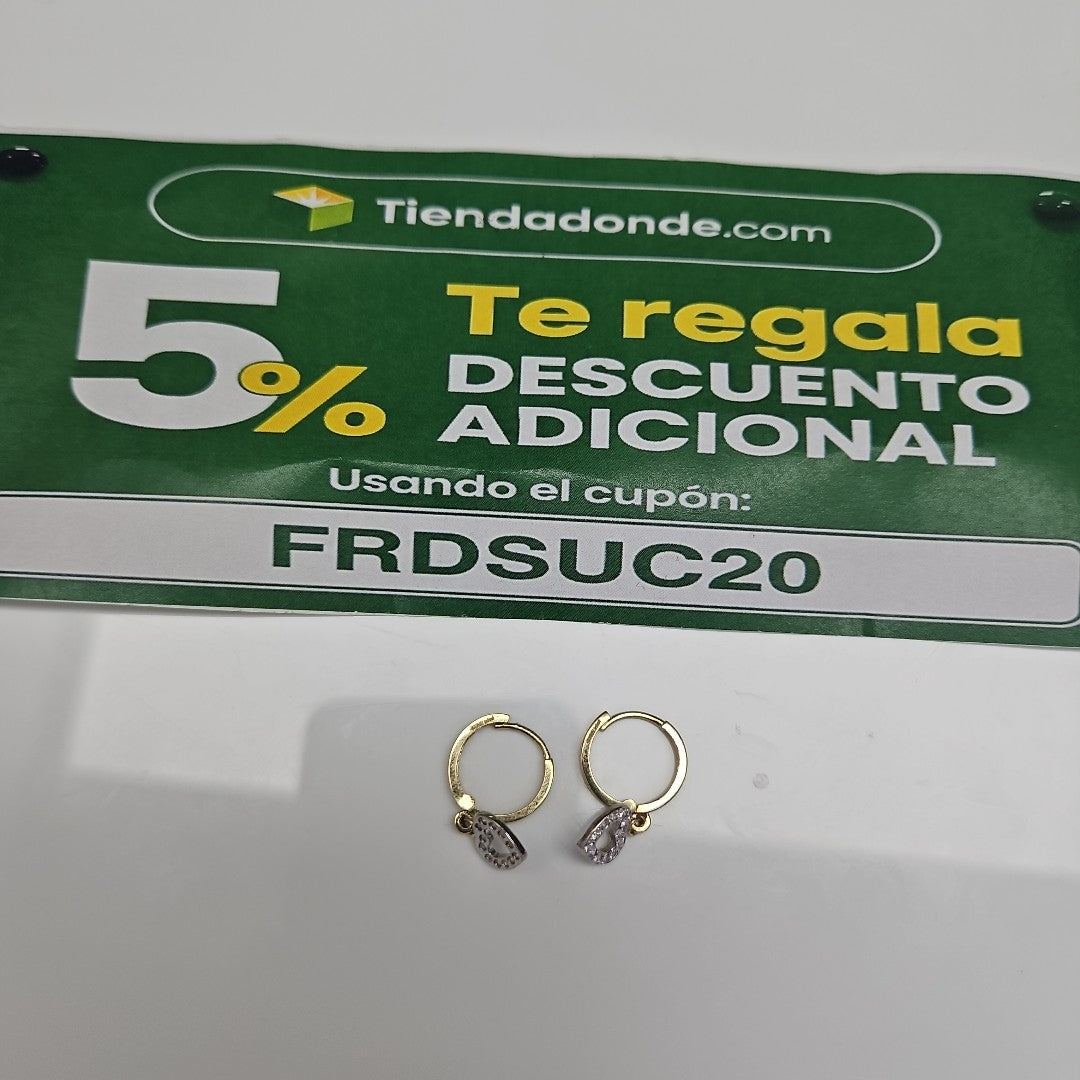 ARETES HUGGIES CON DIJE CORAZON Y CIRCONIAS 14K 2.2 GR (NUEVO)