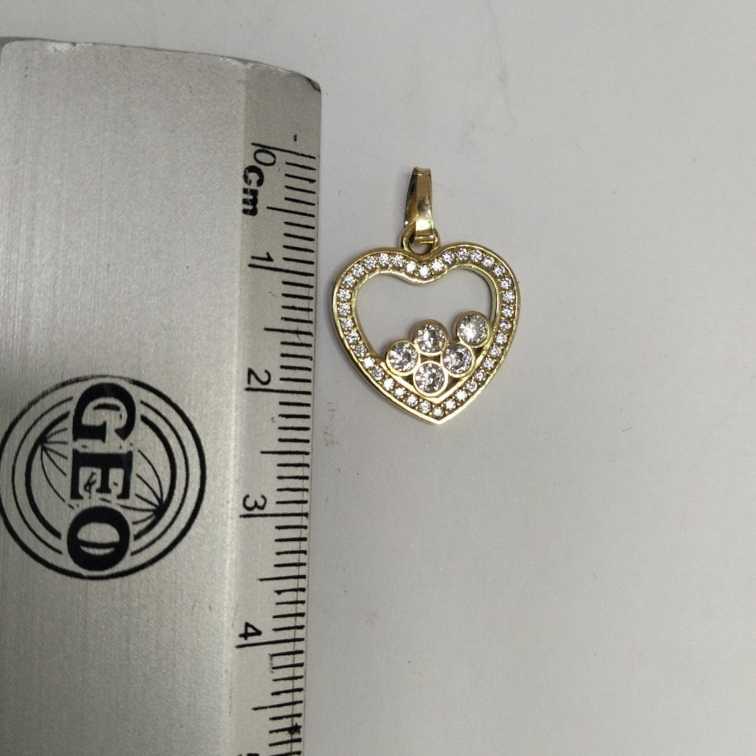 DIJE CORAZON CON CIRCONIAS 14K 1.6 GR (NUEVO)