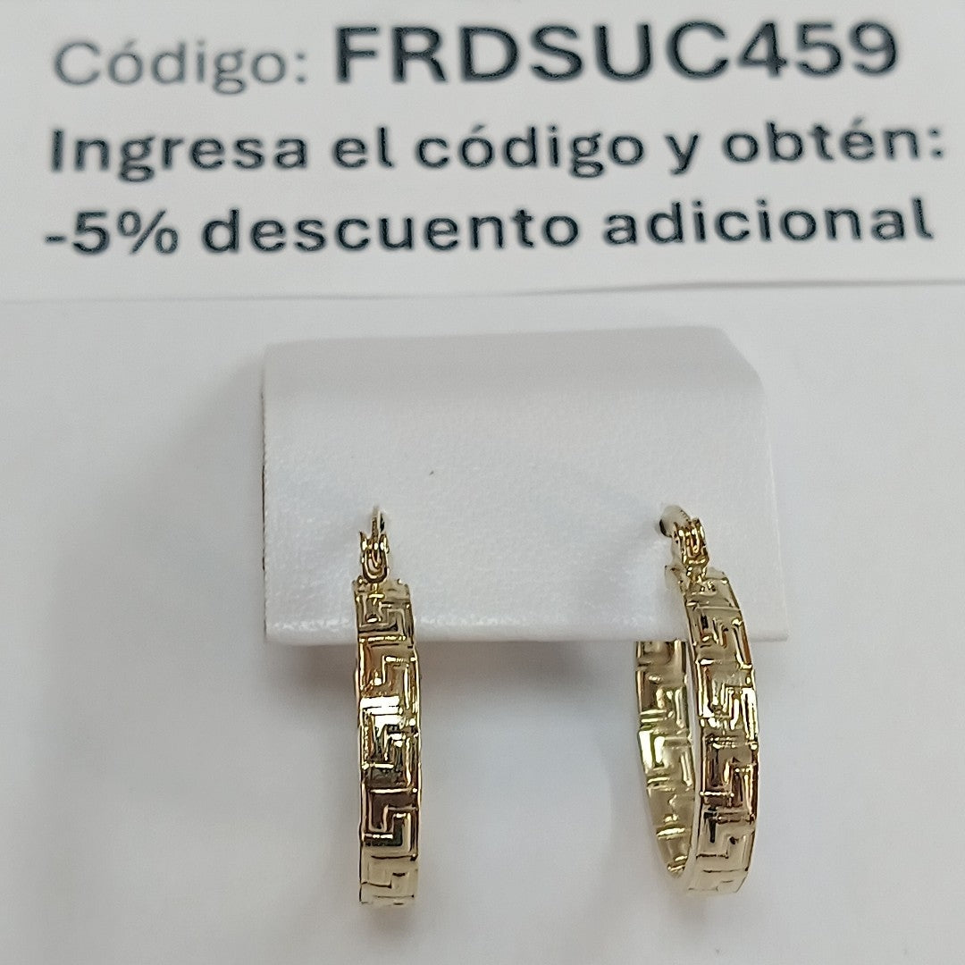 ARETES TEJIDO ARRACADAS TIPO GRECAS 14K 2.1 GR (NUEVO)