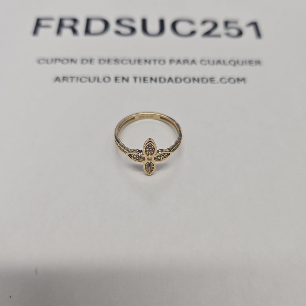 ANILLO ANILLITO FLOR C CIRCONIAS 14K 7 TALLA 1.9 GR (NUEVO)