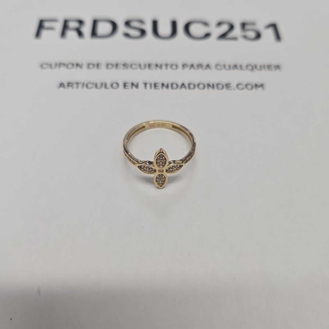 ANILLO ANILLITO FLOR C CIRCONIAS 14K 7 TALLA 1.9 GR (NUEVO)