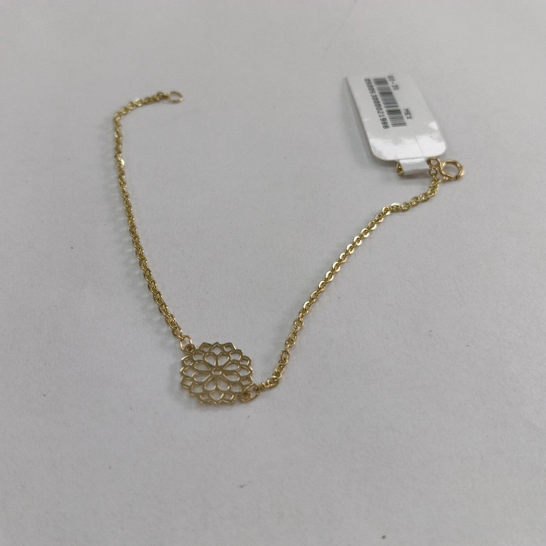 PULSERA TEJIDO ESPECIAL CON MANDALA 14K 18 CM 1.4 GR (NUEVO)