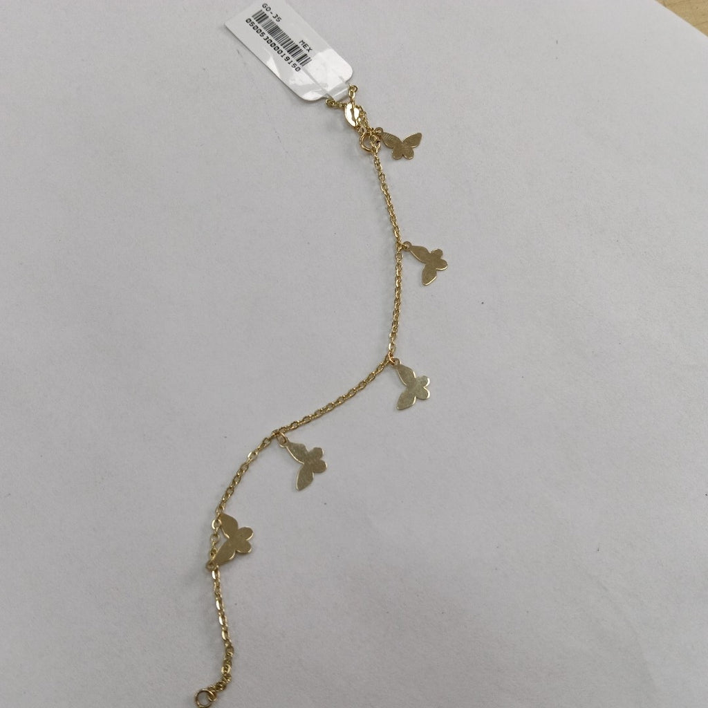 PULSERA ESPECIAL CON MARIPOSAS 14K 18 CM 2.1 GR (NUEVO)