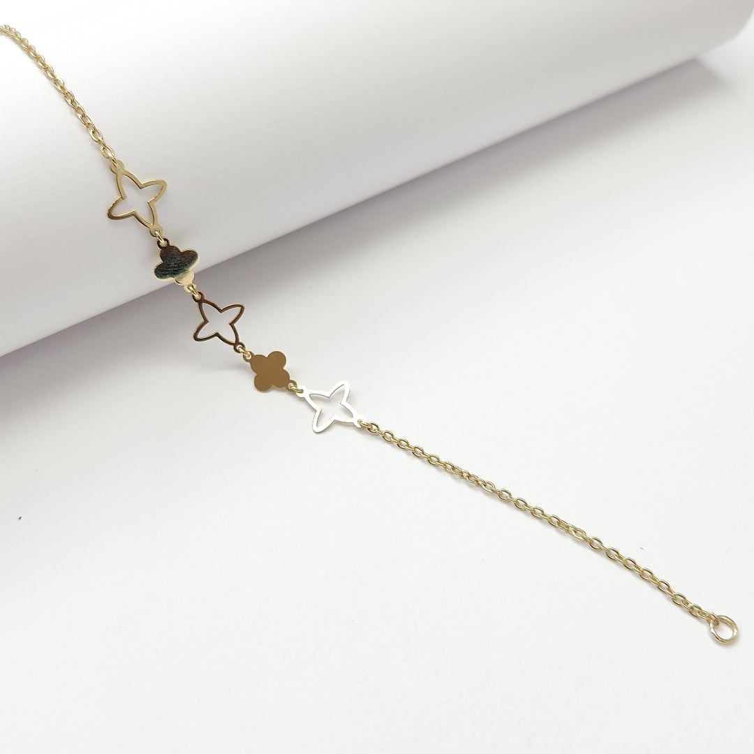 PULSERA TEJIDO ESP CON TREBOL 14K 18 CM 1.6 GR (NUEVO)