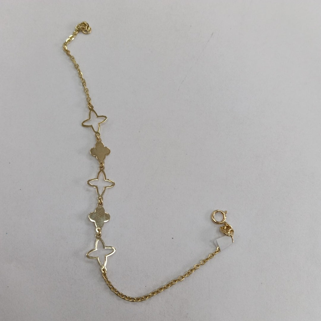 PULSERA TEJIDO ESP CON TREBOL 14K 18 CM 1.5 GR (NUEVO)