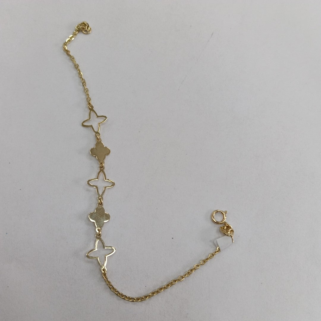 PULSERA TEJIDO ESP CON TREBOL 14K 18 CM 1.5 GR (NUEVO)