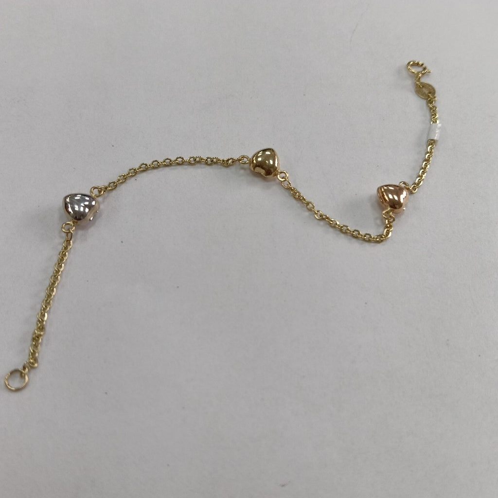 PULSERA ESP CON CORAZONES COMBINADOS 14K 18 CM 1.6 GR (NUEVO)
