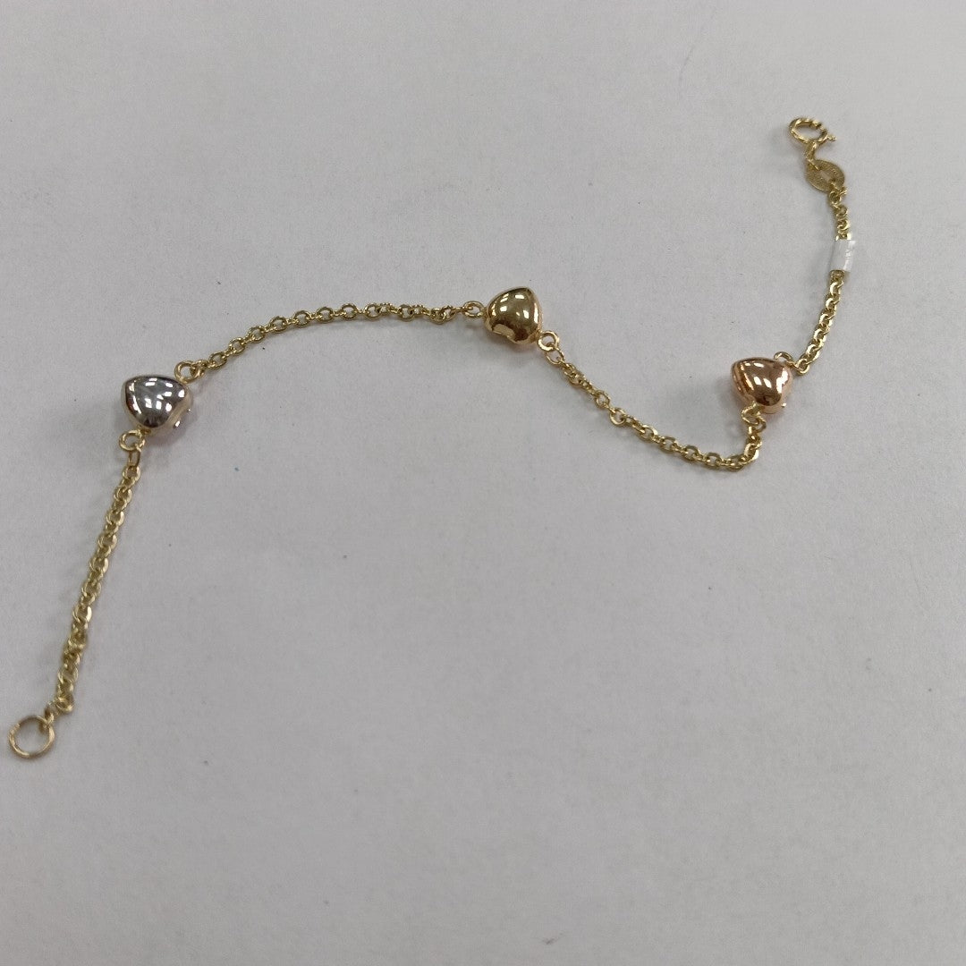PULSERA ESP CON CORAZONES COMBINADOS 14K 18 CM 1.6 GR (NUEVO)