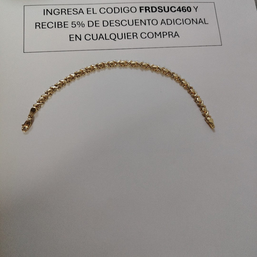 PULSERA ESPECIAL XOXO 14K 18 CM 6.1 GR (NUEVO)