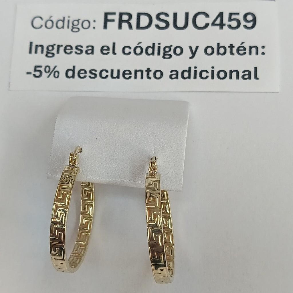 ARETES TEJIDO ARRACADA CON GRECAS 14K 2.8 GR (NUEVO)