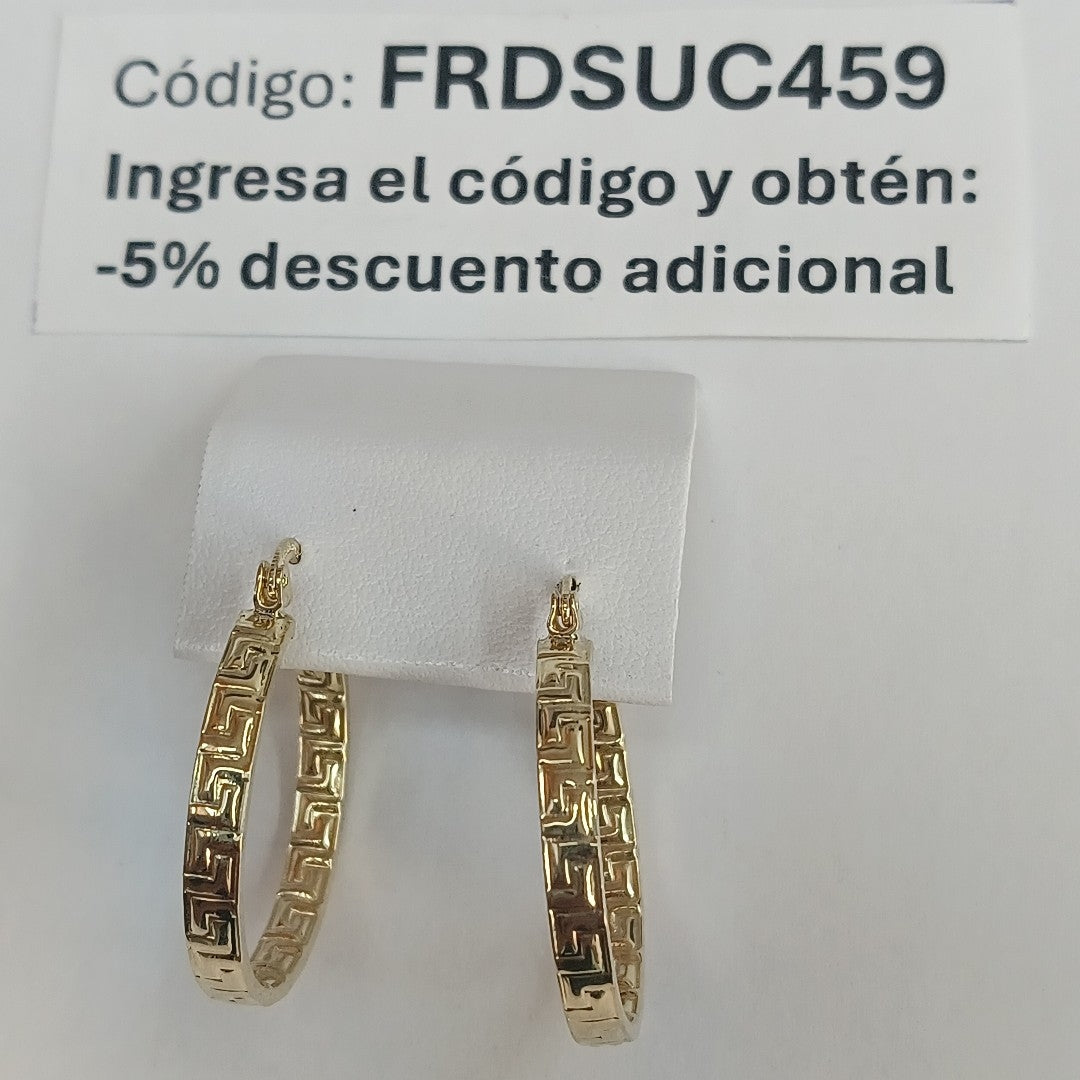 ARETES TEJIDO ARRACADA CON GRECAS 14K 2.8 GR (NUEVO)