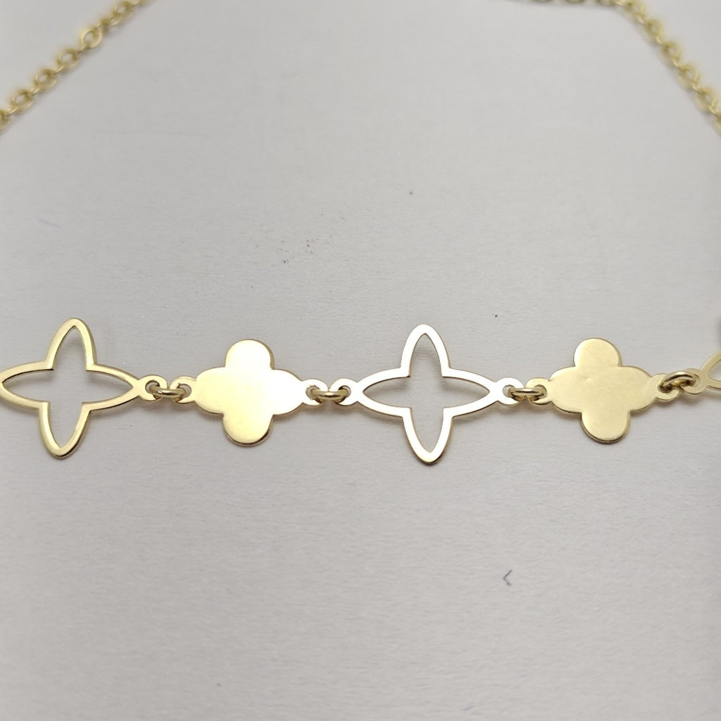 PULSERA TEJIDO ESP CON TREBOL 14K 18 CM 1.6 GR (NUEVO)
