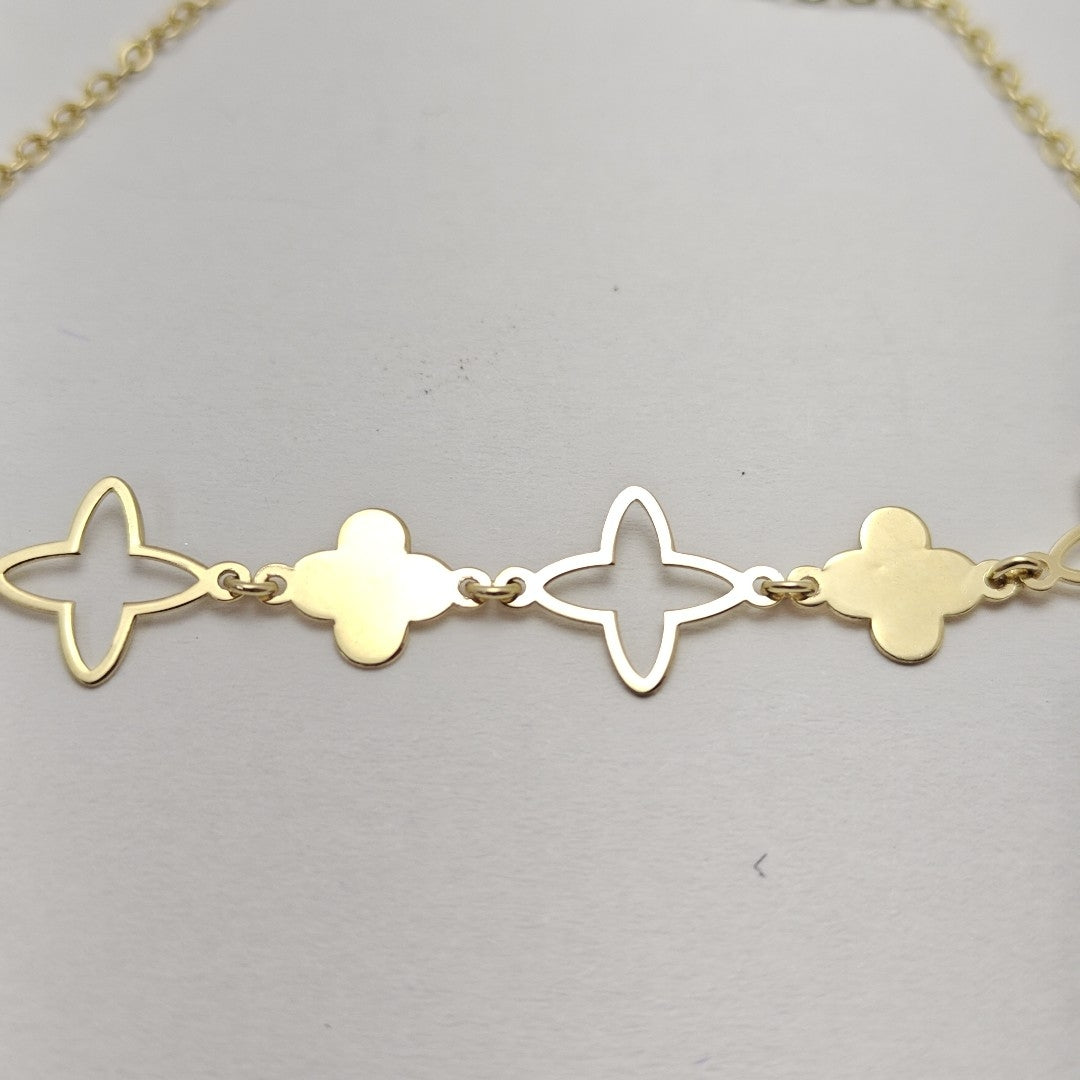 PULSERA TEJIDO ESP CON TREBOL 14K 18 CM 1.6 GR (NUEVO)