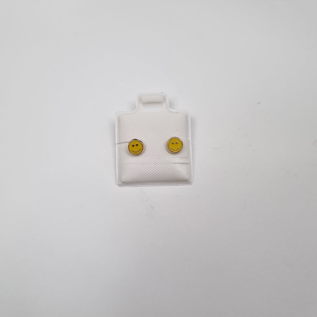 BROQUELES BROQUEL FIG SONRISA ESMALTE AMARILLO 14K 0.2074 GR (NUEVO)