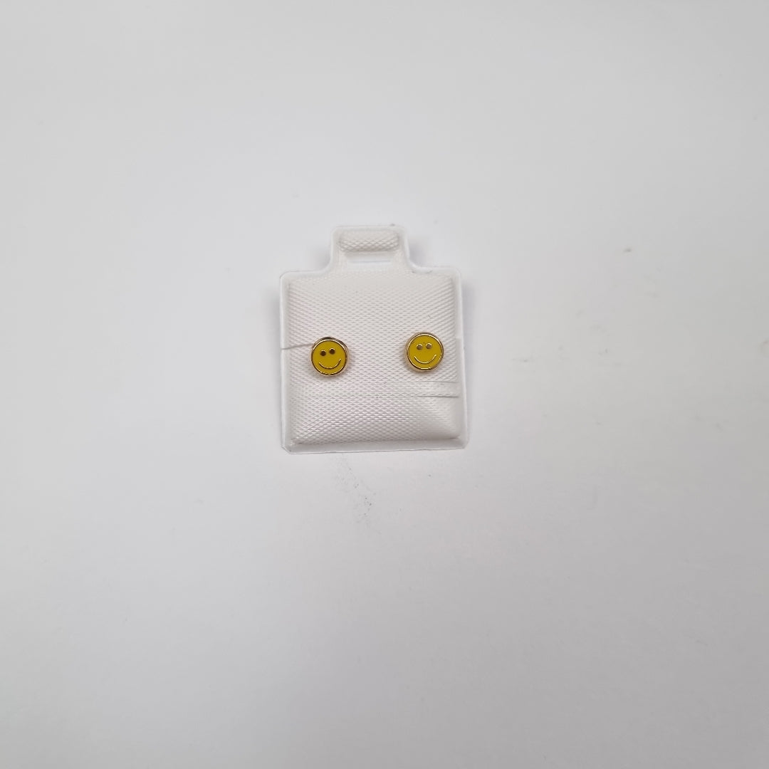 BROQUELES BROQUEL FIG SONRISA ESMALTE AMARILLO 14K 0.2074 GR (NUEVO)