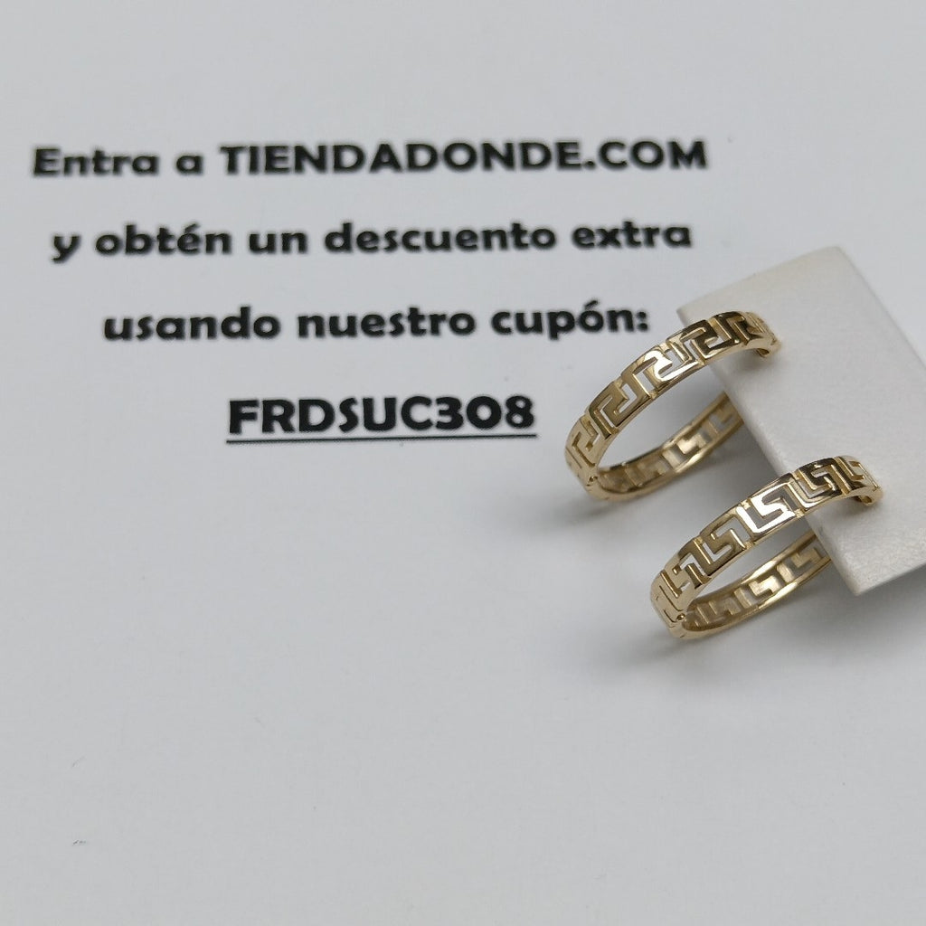 ARETES ARRACADA C GRECAS 14K 4.9 GR (NUEVO)