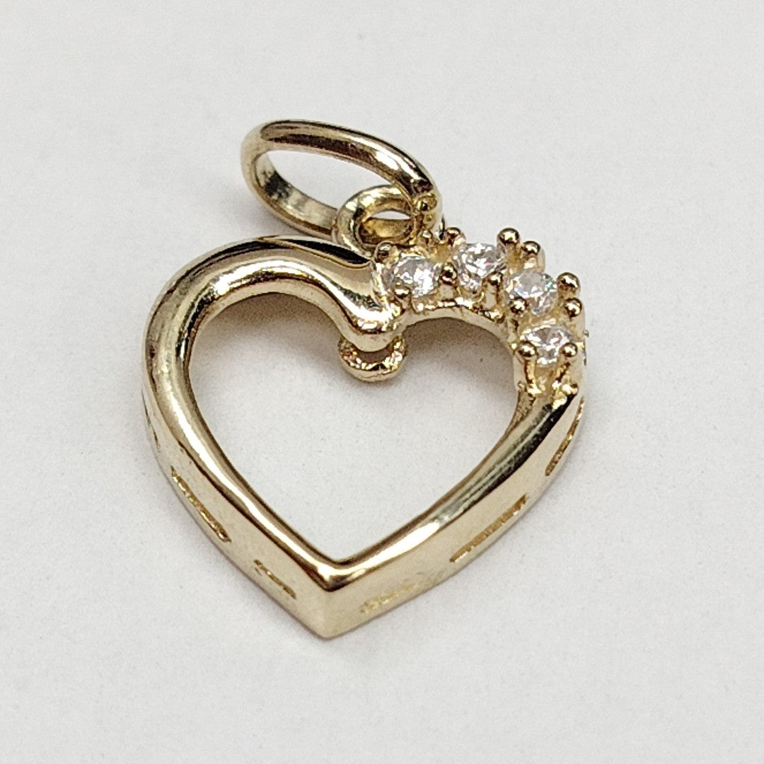 DIJE CORAZON CON CIRCONIAS 14K 1.4 GR (NUEVO)