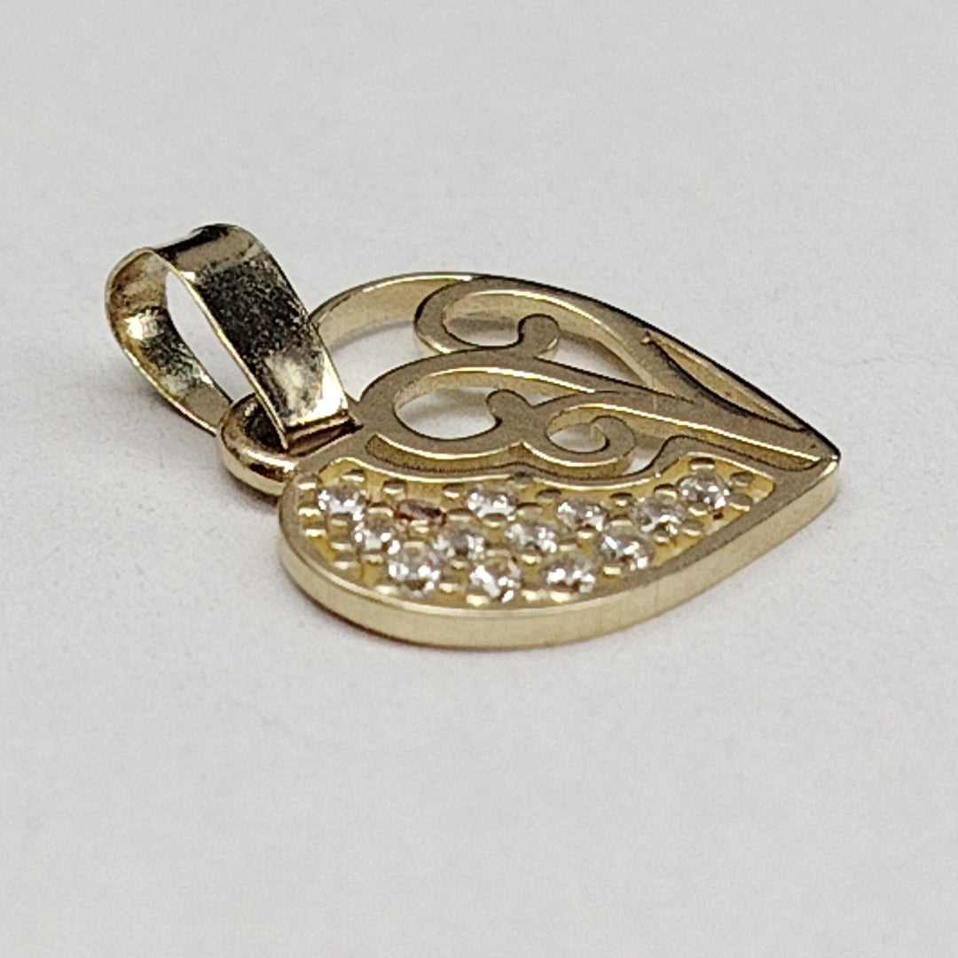 DIJE TEJIDO CORAZON CON CIRCONIAS Y ARBOL DE LA VIDA 14K 0.9 GR (NUEVO)