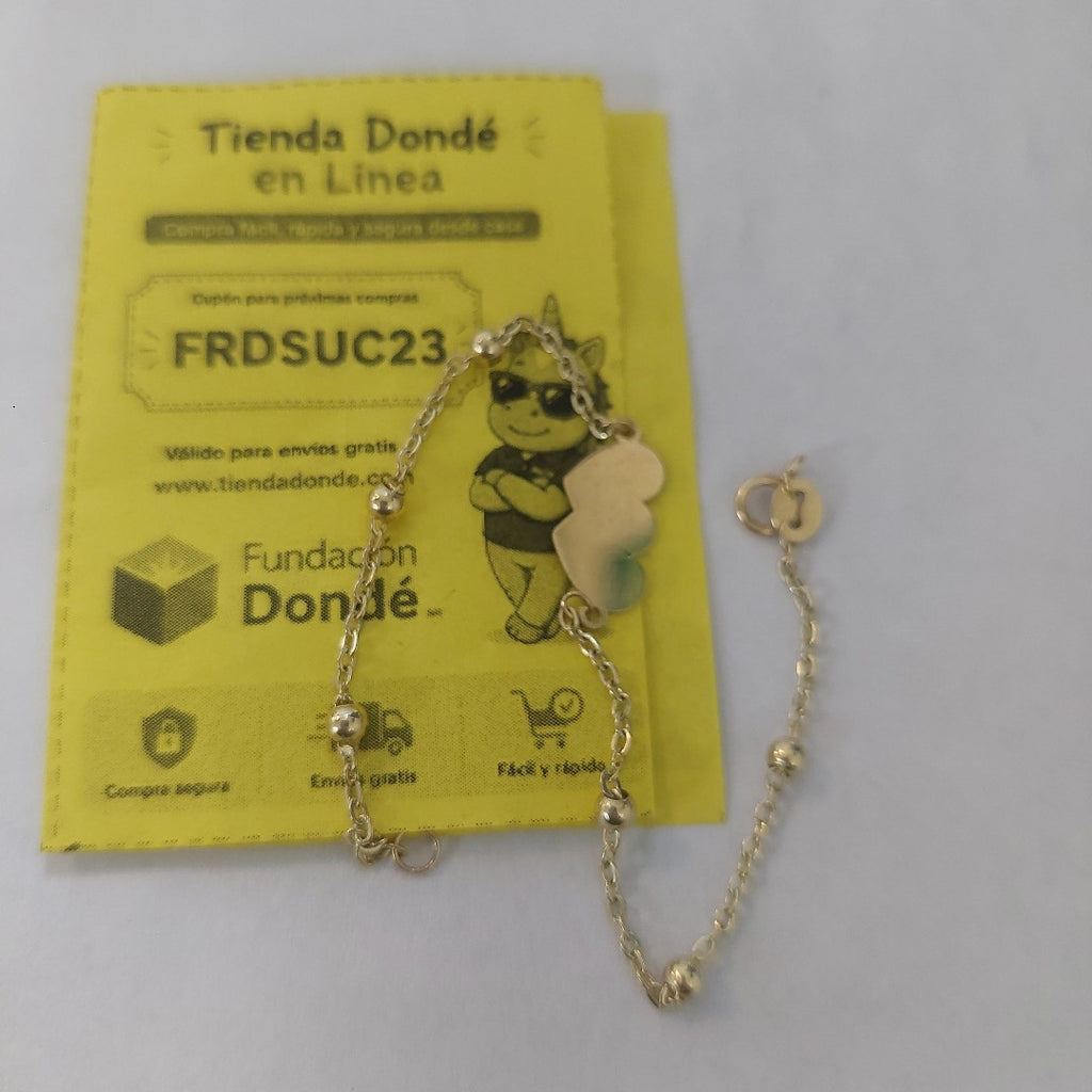 PULSERA TEJIDO ESPECIAL CON DOS CORAZONES 14K 18 CM 1.7 GR (NUEVO)