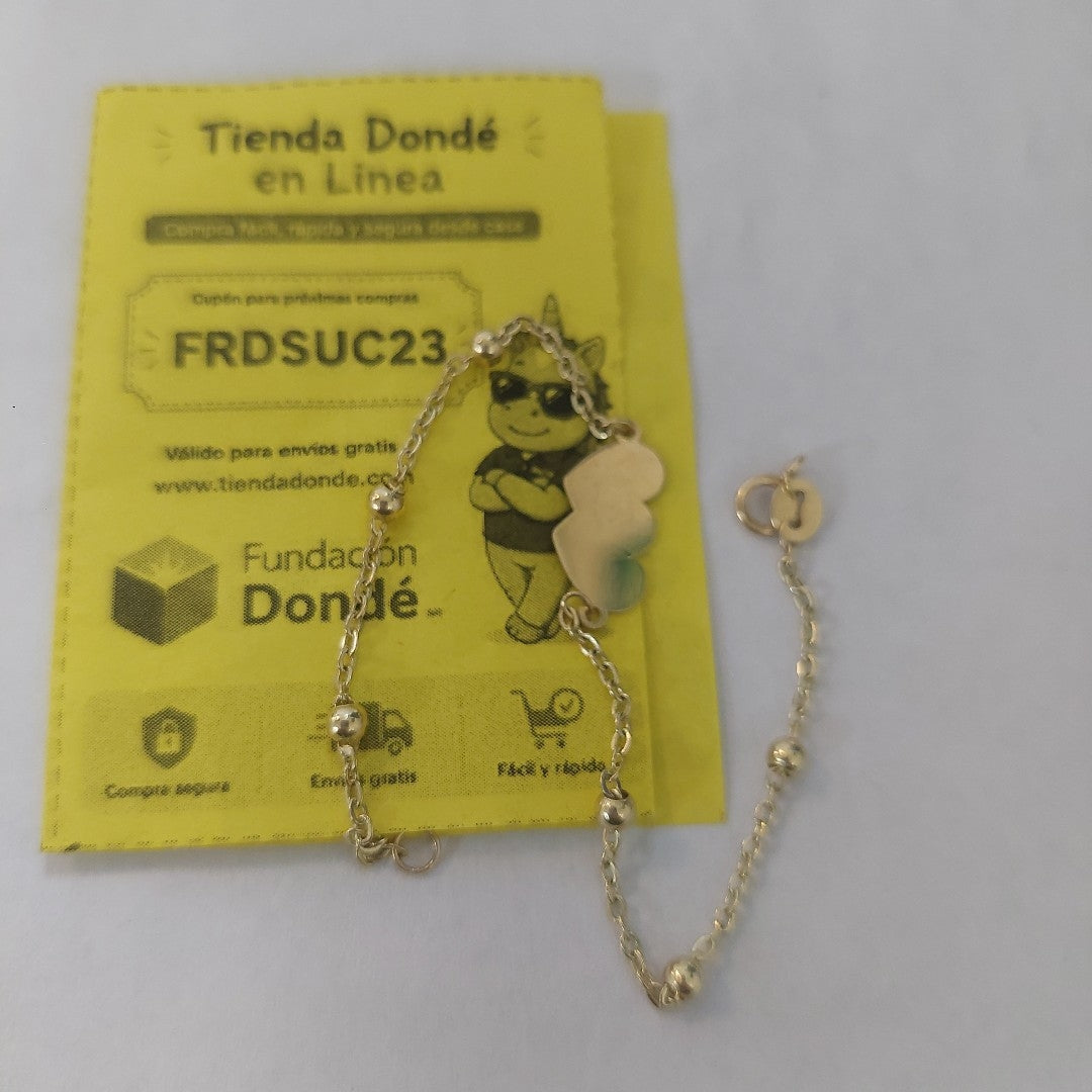 PULSERA TEJIDO ESPECIAL CON DOS CORAZONES 14K 18 CM 1.7 GR (NUEVO)