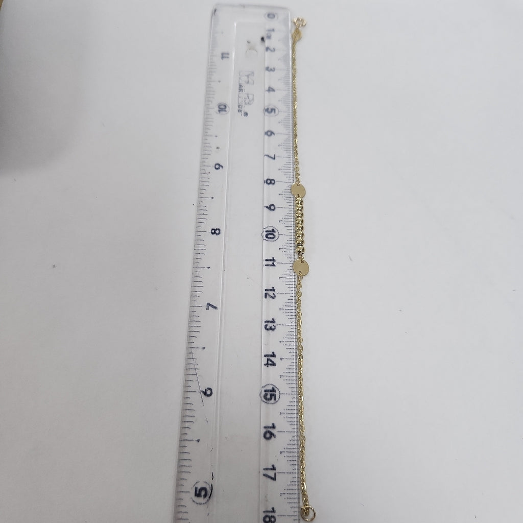 PULSERA TEJIDO ESPECIAL CON BOLITAS 14K 18 CM 1.8 GR (NUEVO)