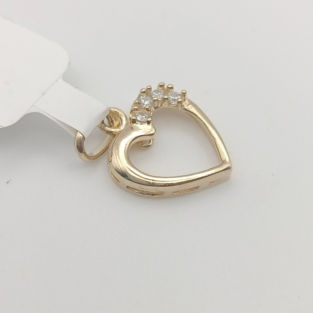 DIJE CORAZON CON CIRCONIAS 14K 1.3 GR (NUEVO)