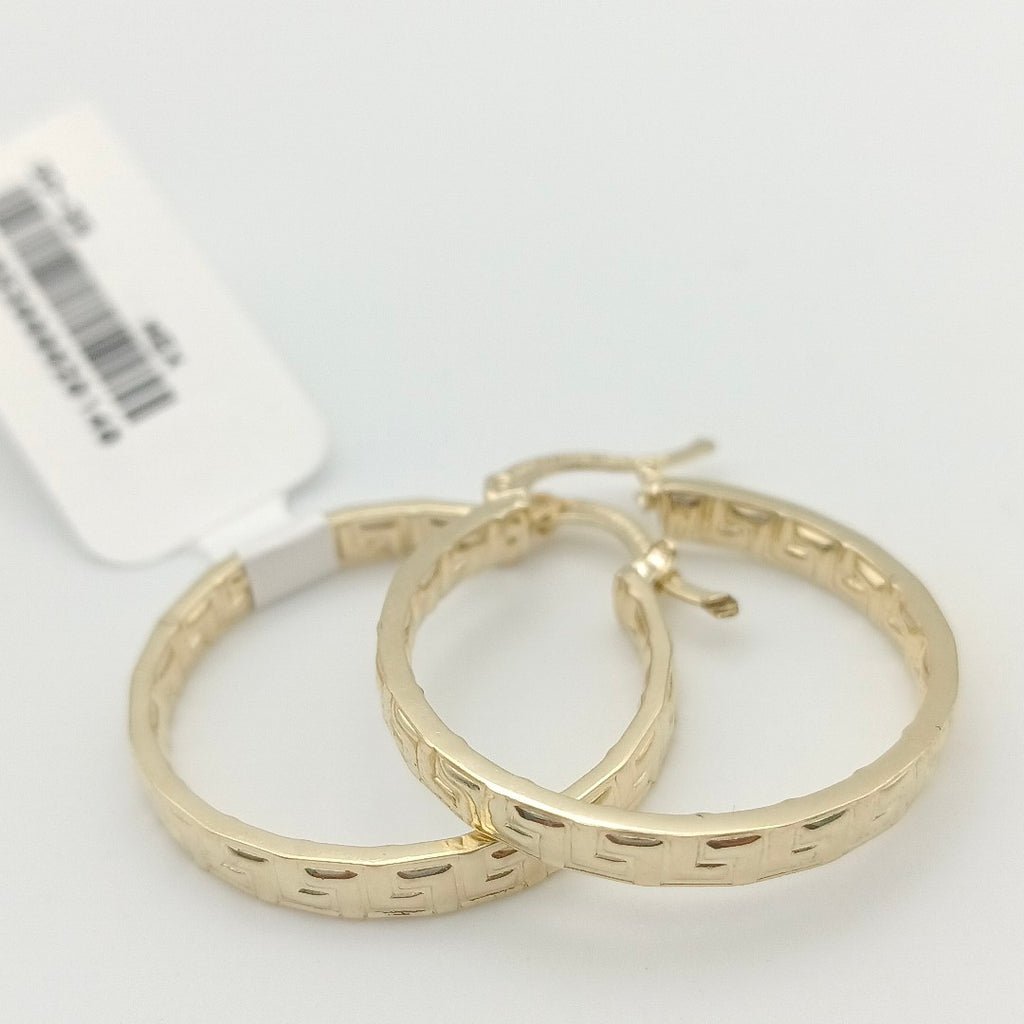 ARETES TEJIDO ARRACADA CON GRECAS 14K 2.6 GR (NUEVO)