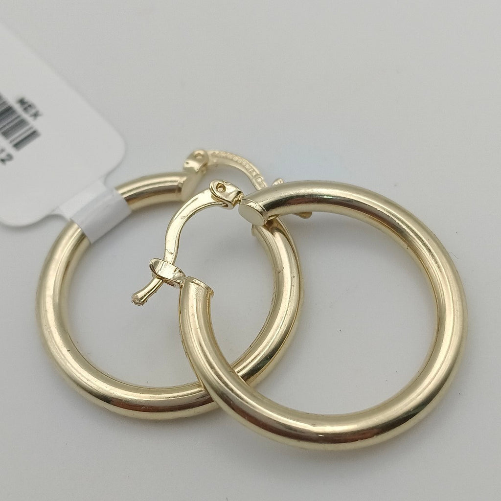 ARETES TEJIDO ARRACADAS LISAS HUECAS 14K 2.1 GR (NUEVO)