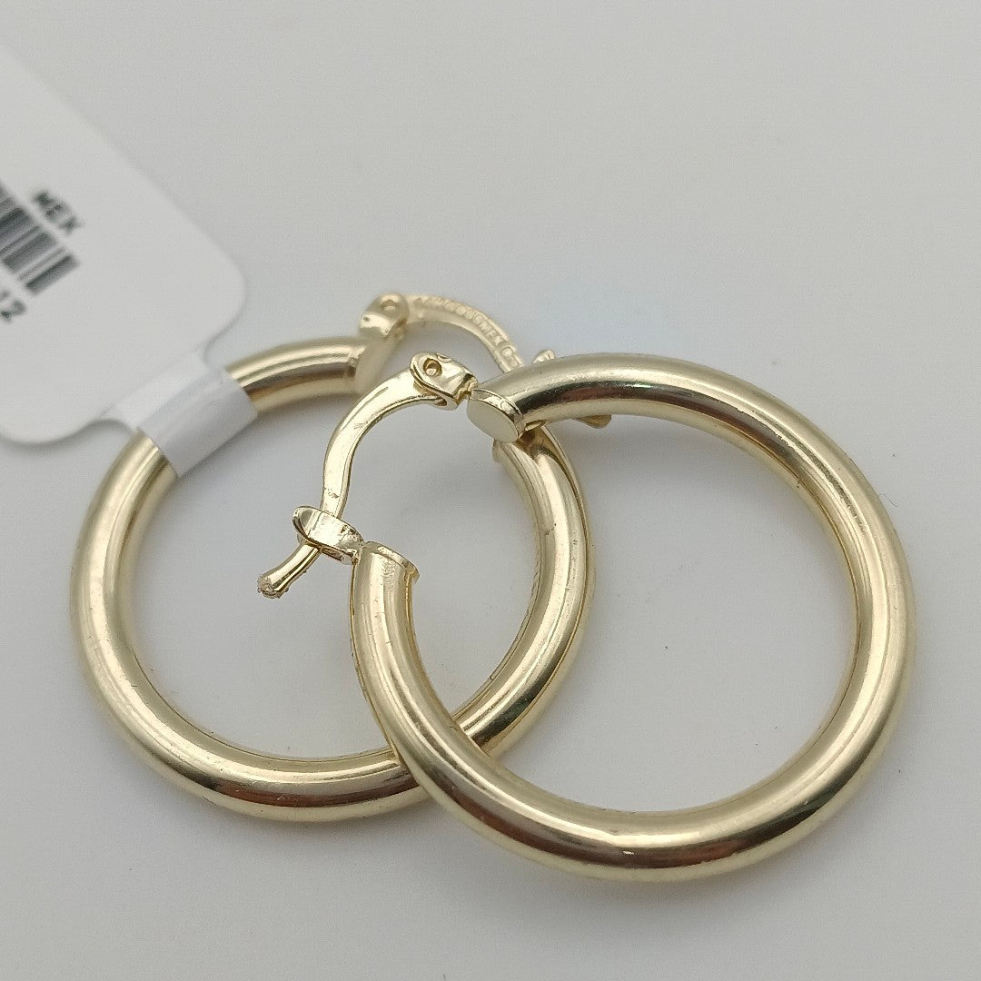 ARETES TEJIDO ARRACADAS LISAS HUECAS 14K 2.1 GR (NUEVO)