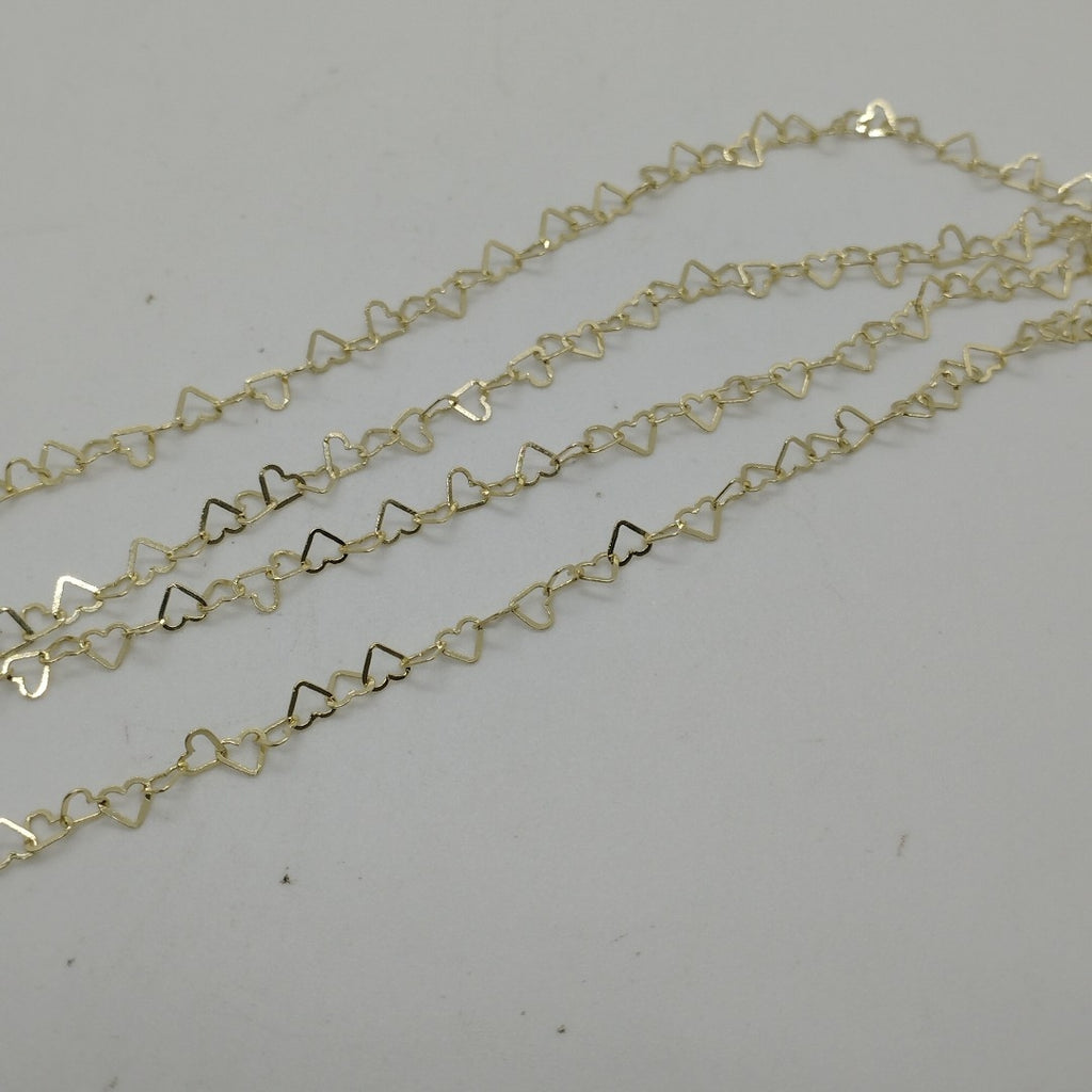 CADENAS TEJIDO CORAZONES ORO 10K 55 CM 2.7 GR (NUEVO)