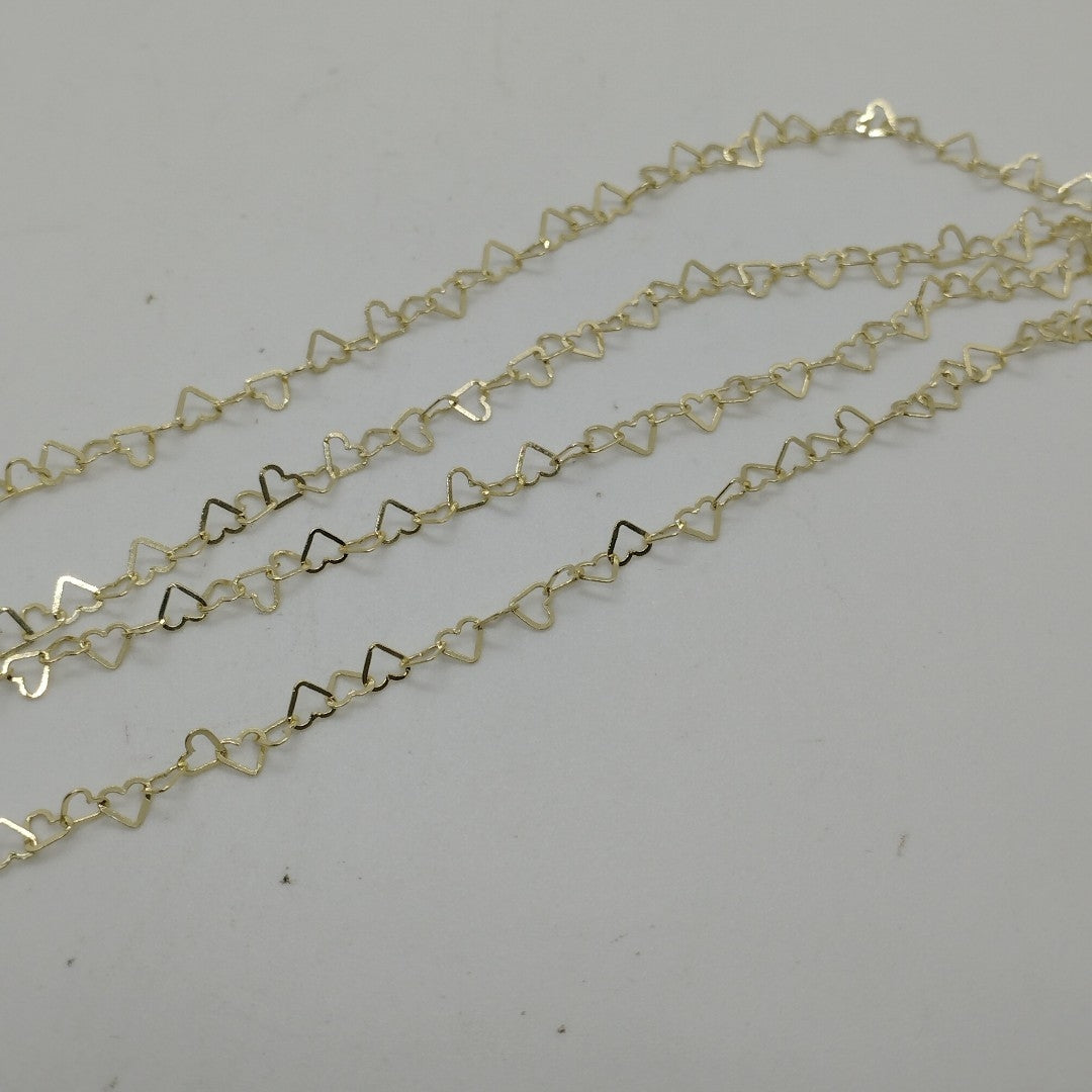 CADENAS TEJIDO CORAZONES ORO 10K 55 CM 2.7 GR (NUEVO)