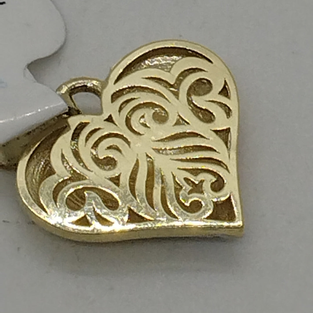 DIJE TEJIDO CORAZON LABRADO COMBINADO 14K 1.2 GR (NUEVO)